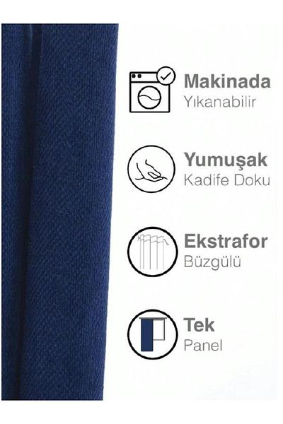 Karesi Yiğit Curtain Karasi (PARLAMENT BLUE) Extraphore Drawstring (Plain) Island Background Curtain
