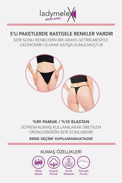 LadyMelex Дамски прашки, перфектна есен, g стринг прашки (S-M-L-Xl) 5 части прашки в произволен цвят, 100% мек памук
