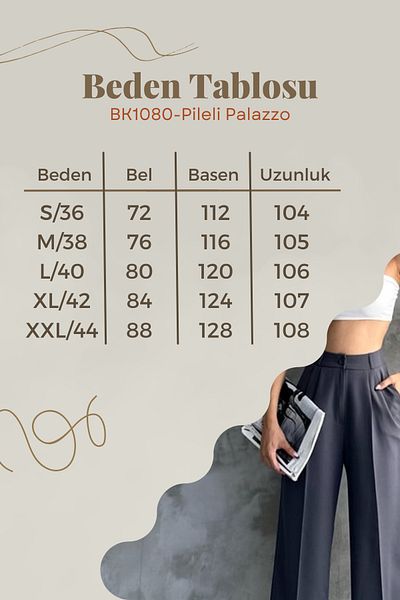 Balenbi High Waist Lycra Women's Palazzo Trousers 1080 - Pleated Design