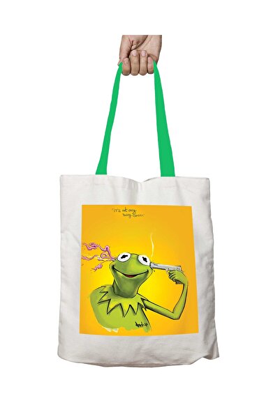 ART HEDİYE حقيبة كتف The Muppet Show قابلة للغسل بمقبض أخضر