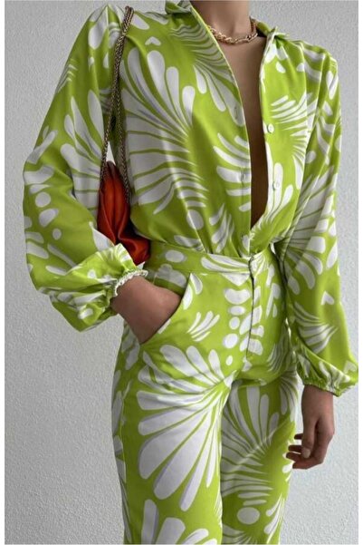 Nokta بنطلون تونيك من الساتان الحريري الأخضر من أراندا