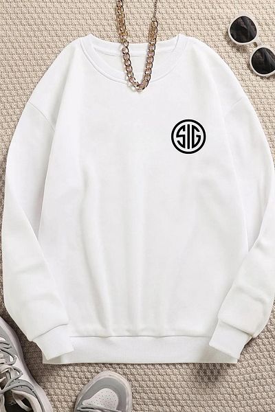 Massgai Hanorac oversize unisex cu imprimeu Sig Sauer - Hanorac cu gât crew
