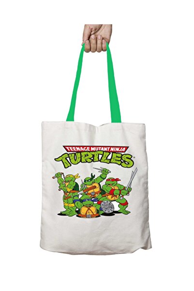 ART HEDİYE حقيبة كتف قابلة للغسل على شكل سلاحف النينجا من التسعينيات بمقابض خضراء
