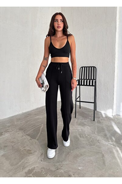 MİSPİER Pantaloni Palazzo cu dungi modal raster de damă