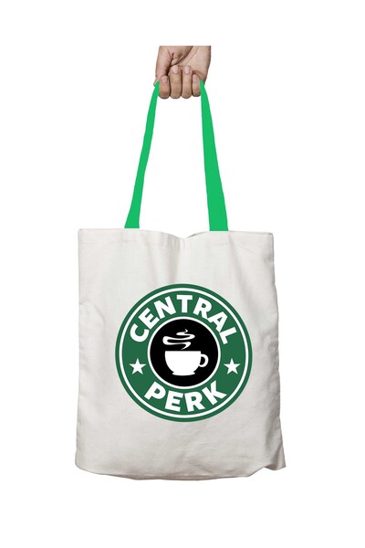 ART HEDİYE حقيبة كتف قابلة للغسل بشعار فريندز سنترال بيرك ستاربكس بمقبض أخضر