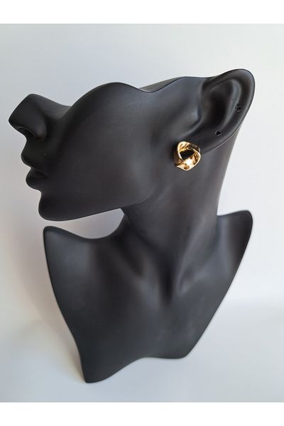 BHR AKSESUAR Gold Twisted Hoop Earrings