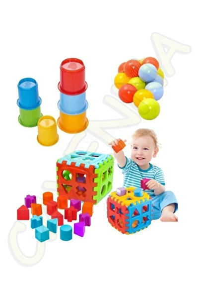 cayenna Oyuncak Sevimli Kule Bultak Geometrik Puzzle 10 Lu Top 24 Parça Eğiti...