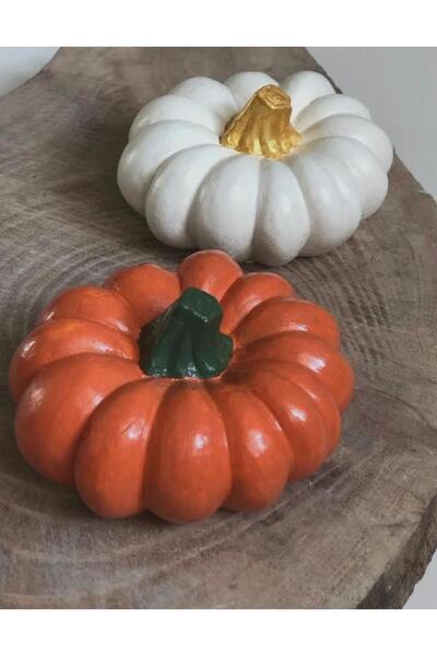 Roses Balkabağı Dekor 2 'li Kombin Set Beton Kabak Obje Biblo Balkabağı Süs Dekorasyon