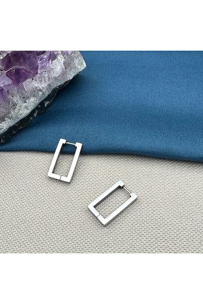 Opia Takı & Aksesuar Steel Rectangular Hoop Earrings
