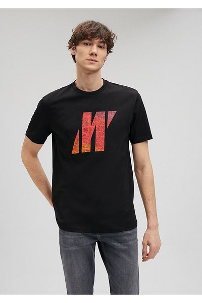 Mavi Pro Logo Printed Black T-Shirt Loose Fit / Loose Relaxed Fit0611502-900
