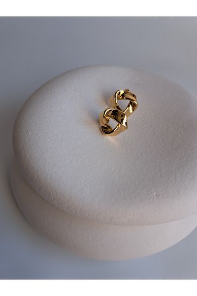 BHR AKSESUAR Gold Twisted Hoop Earrings