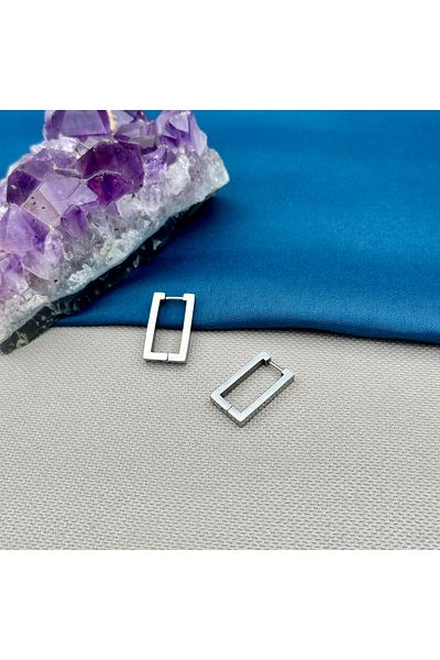 Opia Takı & Aksesuar Steel Rectangular Hoop Earrings