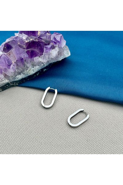 Opia Takı & Aksesuar Steel Ellipse Hoop Earrings