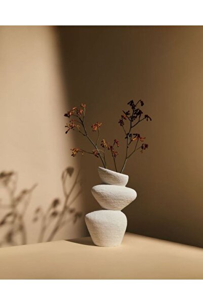 EmgCraft Seramik Görünümlü Dokulu Kaya Vazo