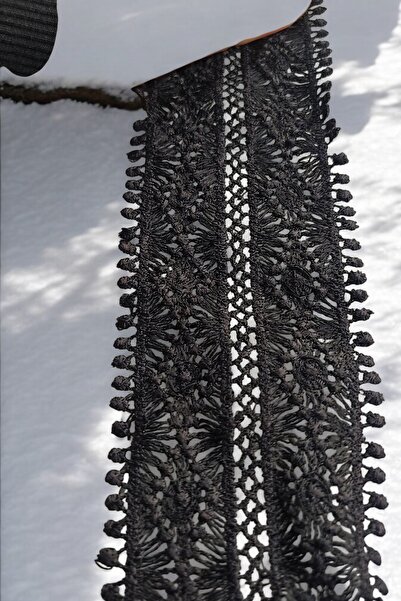 DUAYEN Siyah Güpür Dantel Fisto Tekstil Aksesuarı Çifte Kare Desen ( 1 Metre)