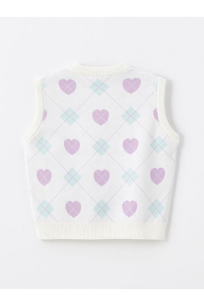 LC Waikiki Lcw Kids Jacquard V-Neck Patterned Girl's Knitwear Sweater