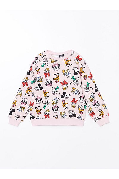 LC Waikiki Pyjama-Set für Mädchen mit Mickey-Mouse-Aufdruck und Rundhalsausschnitt