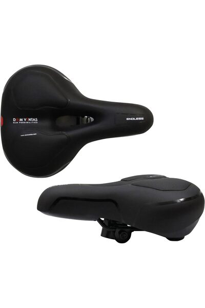 Endless Sleek Cycle Seat With Reflective Strip | Pu Material | Shock Absorbing | Black