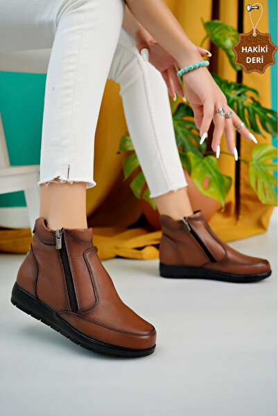 AYOOLS Kadın Hakiki Deri Kauçuk Kaymaz Tabanlı Ortopedik Anatomik Günlük Bot ...