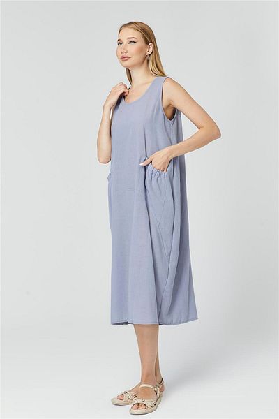 HomeStore Ärmelloses Kleid mit Kordelzug und Taschen