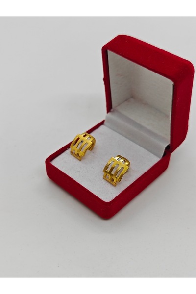 paksoy kuyumculuk 4 Sıra Kaburga Desenli 22 Ayar Altın Küpe