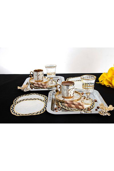 PLT Design Set de 6 Șervețele Rotunde din Lână Maro pentru Prezentare - Servetelă de lux pentru petrecere de cocktail laterală