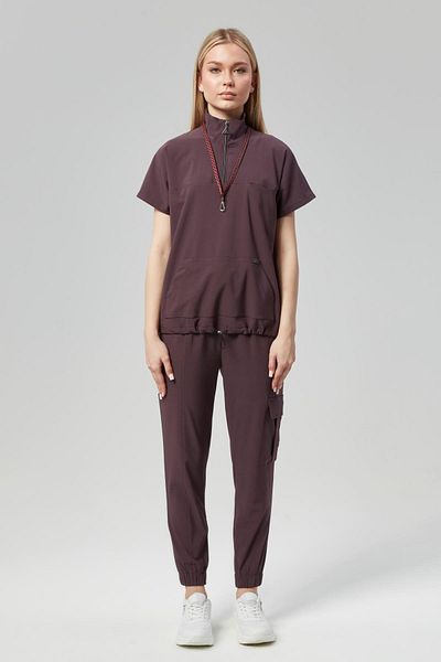 Çatı Medikal Set de uniforme pentru doctor și asistentă din Lycra Premium Plum Premium (FEMEI) - Extreme Cool Woman