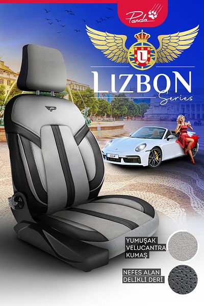 Panda Kılıf Panda Lisbon Series Alakantra Fabric Auto Seat Cover - Full Set