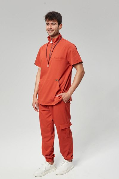 Çatı Medikal Extreme Cool Man - Premium διπλής κατεύθυνσης Lycra Doctor Nurse Jersey Team (ΑΝΔΡΙΚΟ), Μανταρίνι