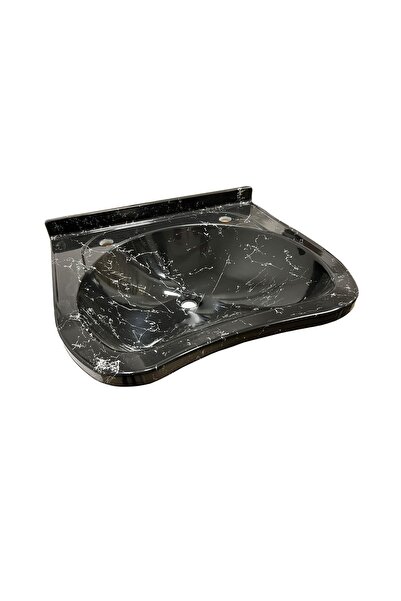 Duru Dökme Akrilik Berber Lavabosu Siyah 60x60 cm