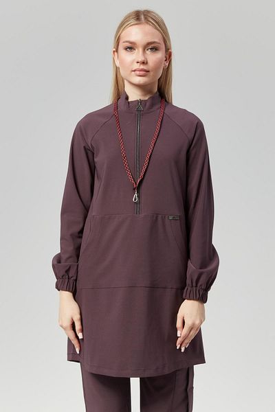 Çatı Medikal Set de uniforme pentru medic și asistentă din Lycra Premium Extreme Cool Modest - Prune (FEMEI)