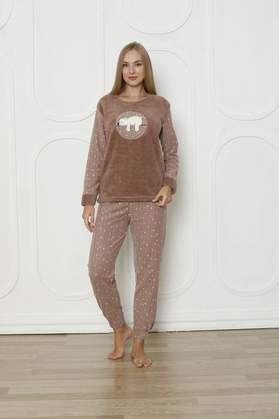 Wordex Дамски пижамен комплект Fawn 3312 Plush Welsoft Polar Winter Soft Sleeping Bear