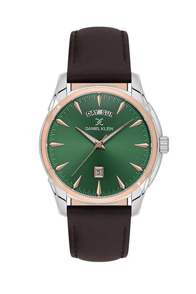 Daniel Klein Dk.1.13863-2 Men's Wristwatch - Leather Cord, Steel Case, Day Display, Brown