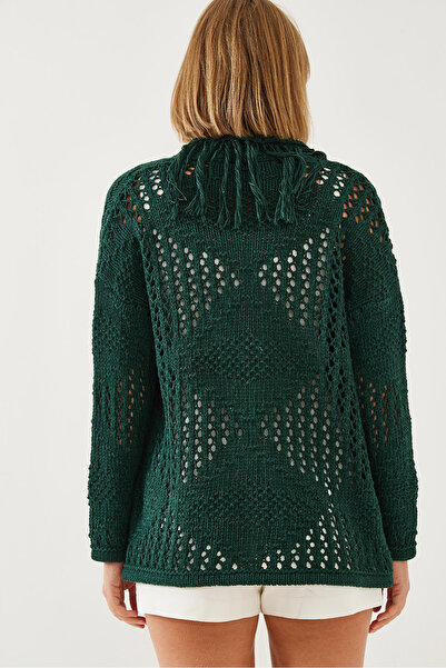 Bianco Lucci Women's Fringed Knitwear Cardigan 20246215