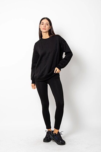 Bak Moda Hanorac negru cu cusături de bază