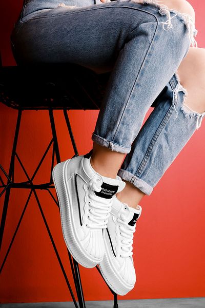 Lal Shoes & Bags Pantofi sport cu șireturi Gale pentru femei, până la gleznă, alb