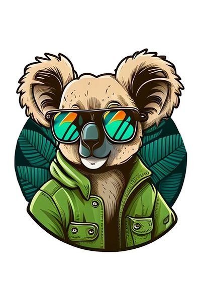 MegaSticker Cască de mașină și motocicletă cu model Koala cu ochelari cool - autocolant de sticlă pentru laptop 13x11 cm