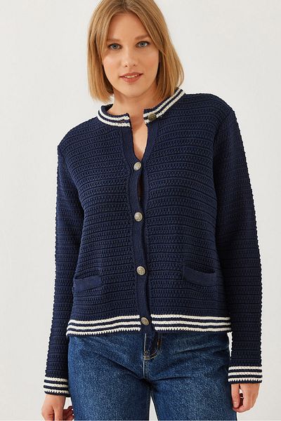 Bianco Lucci Women's Buttoned Pocket Detailed Knitwear Cardigan 20246247