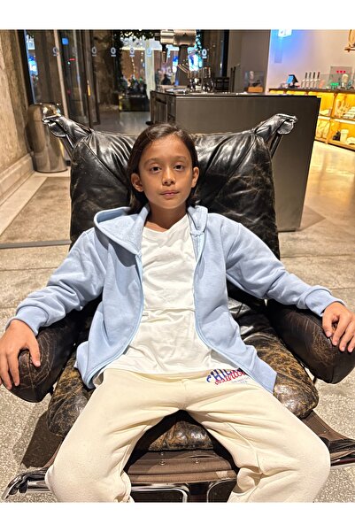 LePold 3 İplik Kapşonlu Baskısız Fermuarlı Kız/Erkek Çocuk Sweatsirt