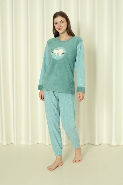 Wordex Set de pijamale pentru femei Fawn 3312 Plush Welsoft Fleece Winter Soft Sleeping Bear