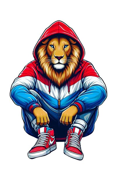 MegaSticker ملصق بغطاء للرأس على شكل أسد - سيارة، دراجة نارية، خوذة، كمبيوتر ...