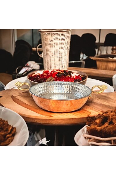 MY ZEY Yumurta Menemen Bakır Tava Çekiç Dövme 18 cm