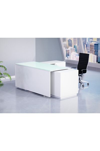 Mahmayi Premium White GED-3 Glass Executive Desk 180 cm