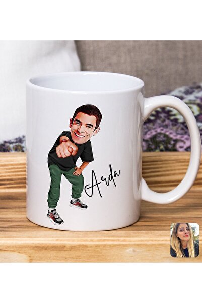 Bk Gift Kişiye Özel Karikatürlü Nah Tasarımlı Beyaz Kupa Bardak-3, Arkadaşa ,...