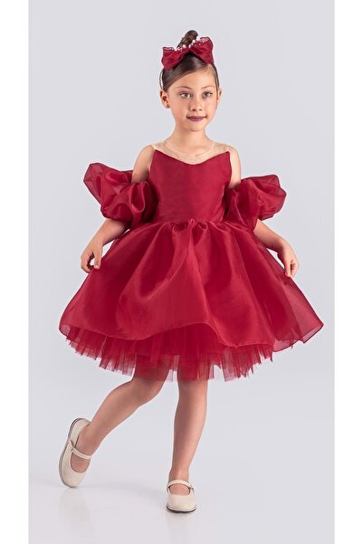 Mnk Baby&Kids Rochie de seara pentru fete Miss California MNK0594 ROSU