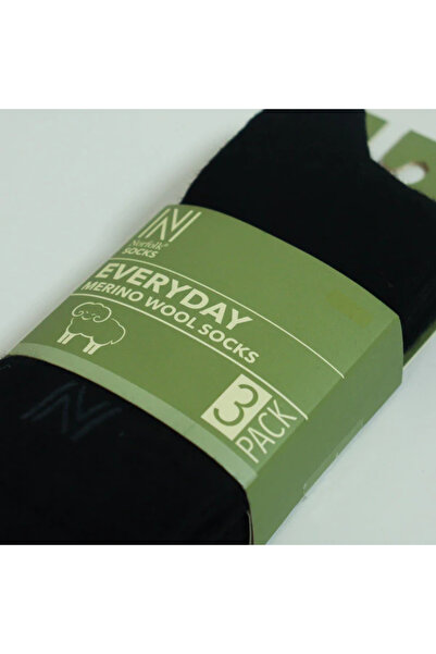 NORFOLK STOCKHOLM Merino Wool Thin Knit Premium Casual καθημερινές κάλτσες 3 πακέτο μαύρες