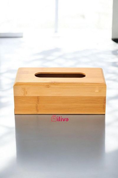 İLİVA Table Top Bamboo Napkin Holder - Wooden