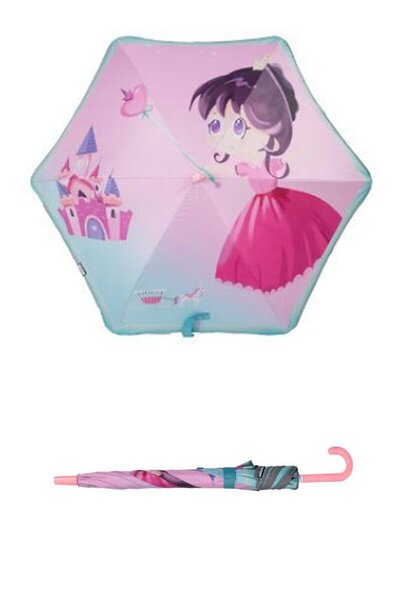 Marlux 6 Fiber Telli Kız Çocuk Şemsiye Prenses Desenli Rüzgara Dayanıklı Kız ...