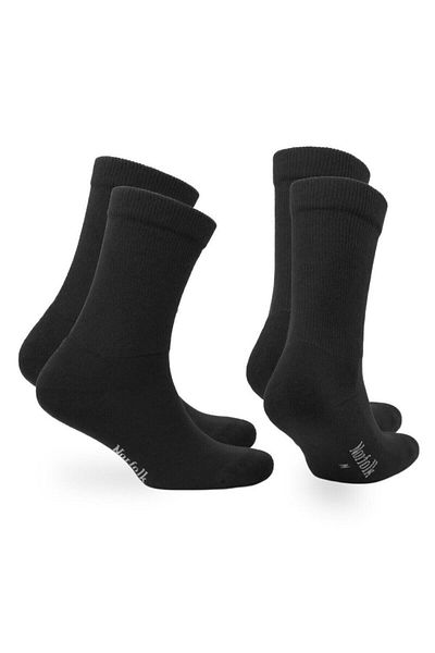 NORFOLK Rıo Stretch Technology Cushioned Extra Wide Cotton Comfortable Socks 2 Pack Black