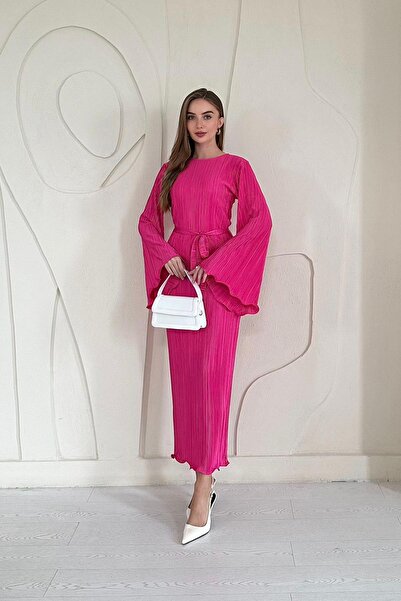 Elbee Fashion Woman Rochie plisată cu mânecă spaniolă